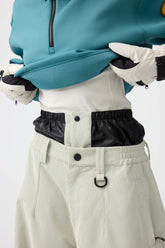 Pantalones de nieve holgados de pana suave estructurada en color blanco roto para mujer